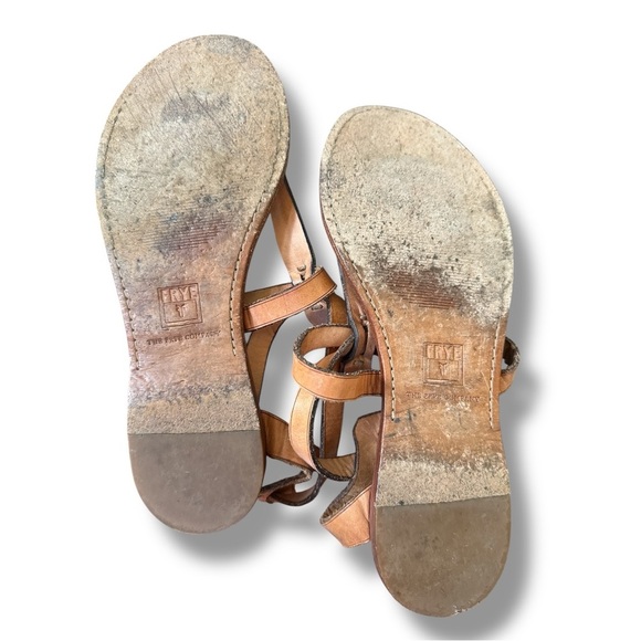 Frye Tan Leather Sandals FRYE RACHEL RING T STRAP SANDAL Size 8 - Picture 4 of 10